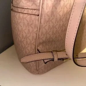 Michael Kors Large Backpack blush pink with red and white stripe Michael Kors Large Abbey Jaycee Backpack Grapefruit MK  main image 3